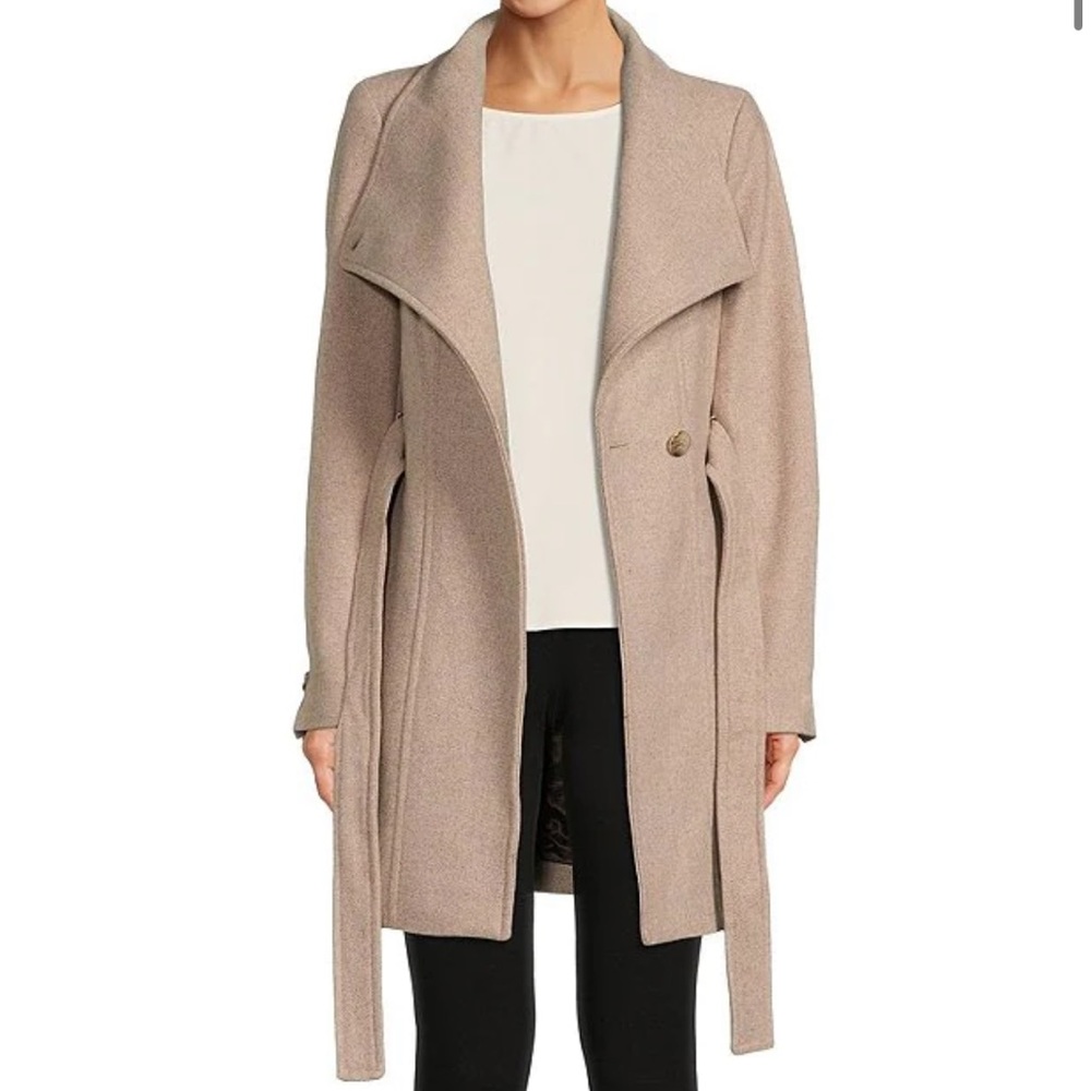 Calvin Klein wool envelope wrap coat
